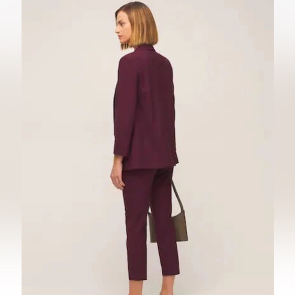 NWT Theory straight cropped burgundy leg pants - Picture 10 of 10